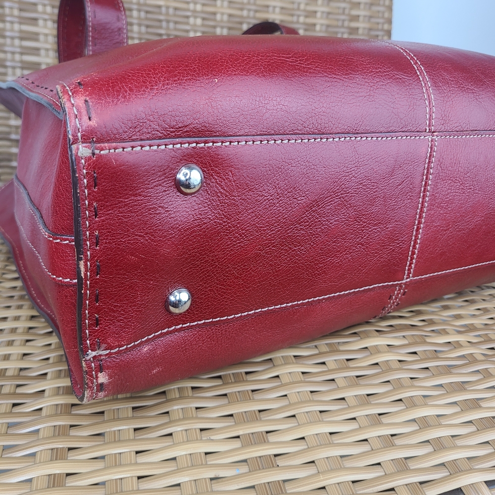 Fossil Red Leather Shoulder Tote Bag Large Vintage ZB9010 - Picture 11 of 16